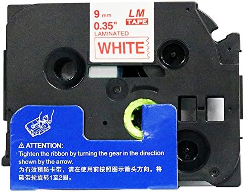 1/Pack LM Tapes - LMe222 Premium 3/8" Red Print on White Label Compatible with P-Touch TZe-222 Tape and Includes Tape Color/Size Guide. Replaces TZ-222 9mm 0.35 Laminated.