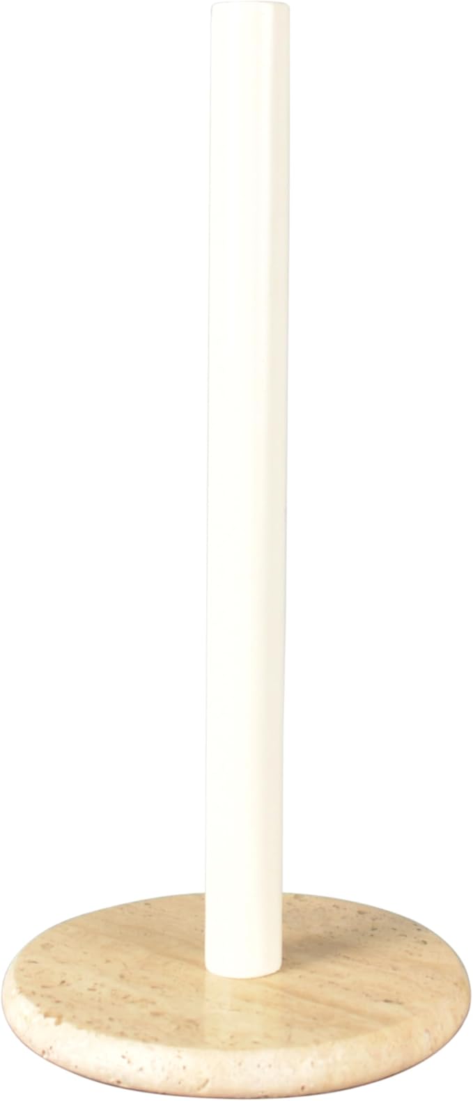 happimess PRH2000C Avery Modern Classic Metal with Non Slip Weighted Marble Base Paper Towel Holder, for Bathroom Kitchen Countertop, Standard or Jumbo-Sized Roll Paper, Beige/White