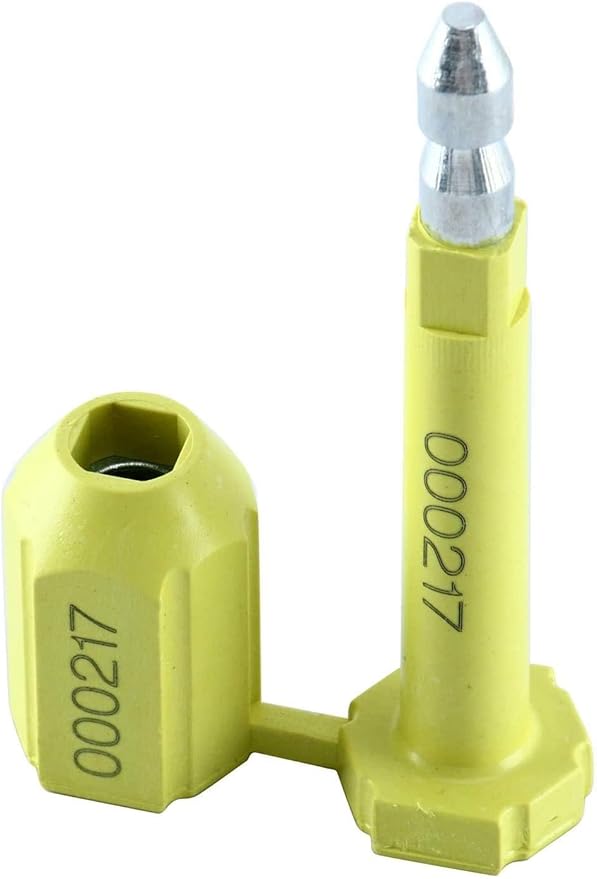 Amarine Made Bolt Seals (100PCS) Shipping Seal with Print Progressive Serial Numbering, Disposable One-Time Use Barrier Seals for Cargo Containers, Truck Trailers, Cargo Shipping Containers (Yellow)