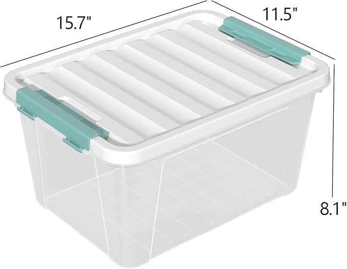 20 Quarts Clear Latching Boxes with Lids, Plastic Storage Tote Set of 6