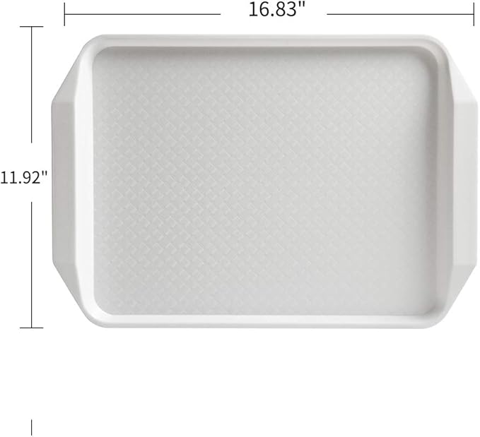 Aebeky 12-Piece White Plastic Fast Food Serving Trays,16.83 by 11.92-Inch