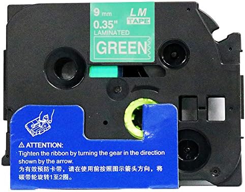 1/Pack LM Tapes - LMe725 Premium 3/8" White Print on Green Label Compatible with P-Touch TZe-725 Tape and Includes Tape Color/Size Guide. Replaces TZ-725 9mm 0.35 Laminated.