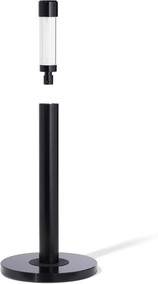 Curio Home Goods Obscura Paper Towel Holder plus Spray Bottle, Stainless Steel, Black