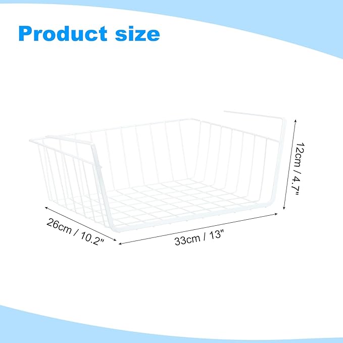 PATIKIL Under Shelf Basket, 6 Pack Small Sliding Under Cabinet Shelf Hanging Metal Storage Rack Organizer Space Saving for Kitchen Pantry Bookshelf 13"L x 10.2"W x 4.7"H, White