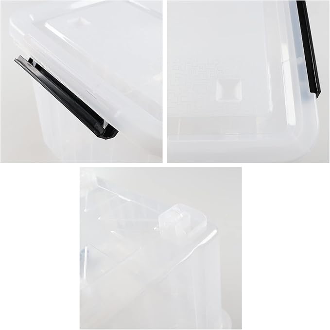 30 Quart Clear Storage Latch Bin with Lids, Clear Storage Totes with Lid, 4-Pack