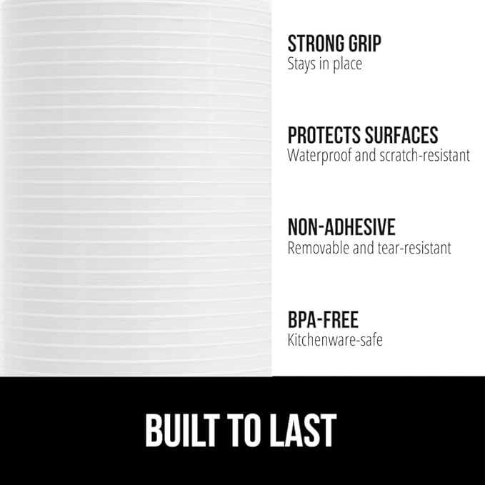 GORILLA GRIP DuraGuard Shelf Liner, 20x20 Non-Adhesive Cabinet Liners for Kitchen Drawers, Shelves, Refrigerator, Pantry Storage, Bathroom Closet, Durable Waterproof BPA Free Ribbed Plastic, White