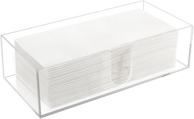 Acrylic Countertop Paper Towel Dispenser, Bathroom Paper Towel Holder, Clear Acrylic Napkin Holder (3mm Acrylics) Multifold C-Fold, Z-Fold, Trifold Paper Hand Towel Dispenser for Bathroom Toilet