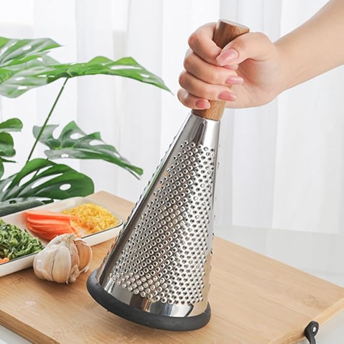OFFSCH Kitchen Grater Potato Grater Fruit Chopper Home Tools Cheese Grater Vegetable Stripper Handle Cheese Graters Cone-Shaped Vertical Kitchen Accessory Wood