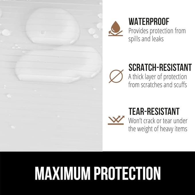 GORILLA GRIP DuraGuard Shelf Liner, 17.5x20 Non-Adhesive Cabinet Liners for Kitchen Drawers, Shelves, Refrigerator, Pantry Storage, Bathroom Closet, Durable Waterproof BPA Free Ribbed Plastic, White