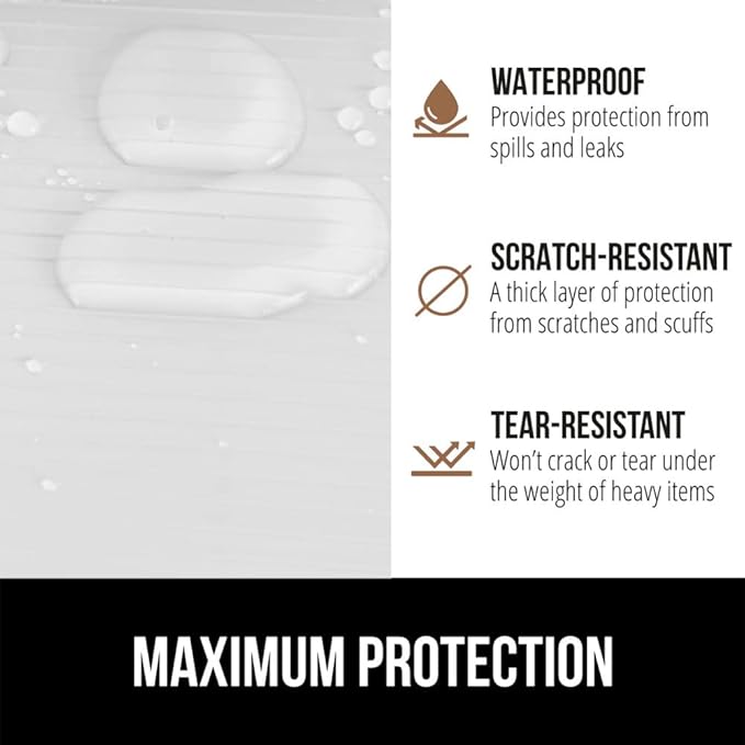 GORILLA GRIP DuraGuard Shelf Liner, Non-Adhesive Cabinet Liners for Kitchen Drawers, Shelves, Refrigerator, Pantry Storage, Bathroom Closet, Durable Waterproof BPA Free Ribbed Plastic, 12x20 White