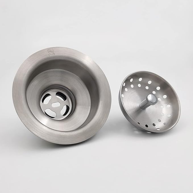 3.5 Inch Nickel Sink Drain Assembly with Strainer Basket Stopper, 304 Stainless Steel Sink Strainer and Stopper