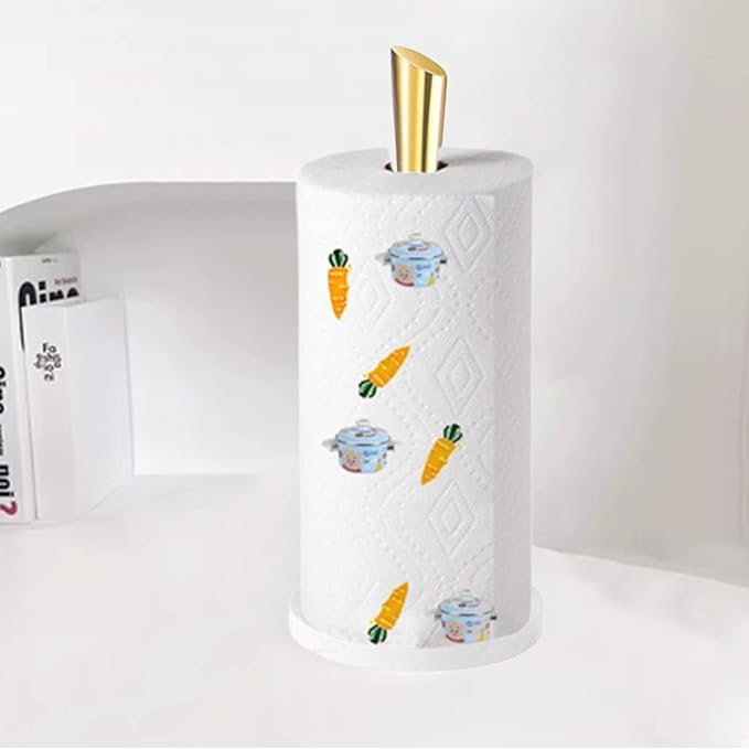 GWGTHZ Gold Paper Towel Holder Countertop, Marble Paper Towel Holder Used for Kitchen&Bathroom, Paper Towel Holder Made of Stainless Steel for Easy One-Handed Operation Gold