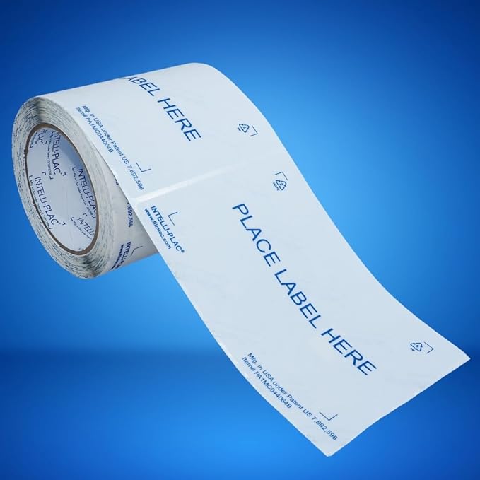 INTELLI-PLAC Label Holder for Containers, Totes, Bins (100, 4.5X6.5) Permanent Label Holder Makes It Easy to Apply-Remove-Replace Your Labels. Prevent Sticky Residue & Messy Overlapping of Labels