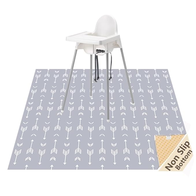 Baby Splat Mat for Under High Chair/Arts/Crafts, 51 x 51 Inch Washable Splash Mat, Waterproof and Wipeable Spill Mat, Anti-Slip Floor Protector, Portable Play Mat and Table Cloth