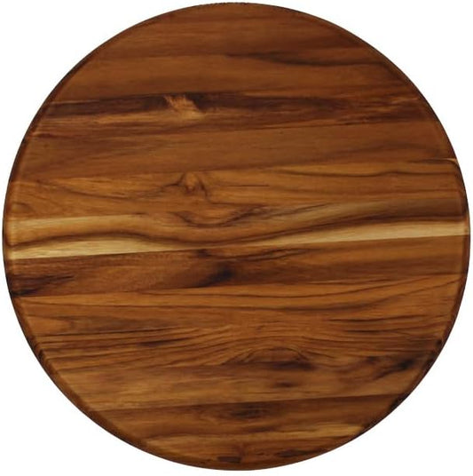 EcoDecors 12" Round Solid Teak Cutting Board, Edge Grain, FSC Certified, Large Premium Wood Carving Board for Kitchen