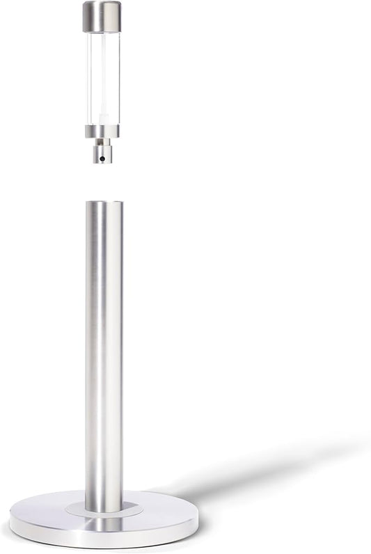 Curio Home Goods Obscura Paper Towel Holder plus Spray Bottle, Stainless Steel, Silver