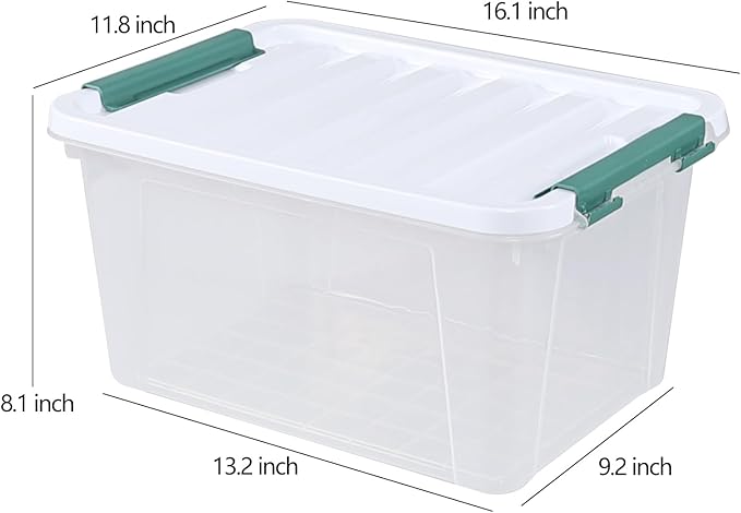 20 Quart Clear Storage Box with Lid, 4 Pack Plastic Latching Container Bin
