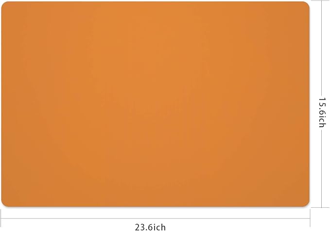 Silicone Placemats, Food-Grade Non-Slip Waterproof, Dining, Stain Resistant, Countertop Protector, Kitchen Counter Mat, Heat Resistant, Baking mat Dishwasher Safe (23.6"×15.7"-1pack, Orange)