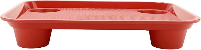 G.E.T. FT-20-R Stackable Cafeteria / Fast Food Plastic Tray, 17" x 14", Red (Set of 12)