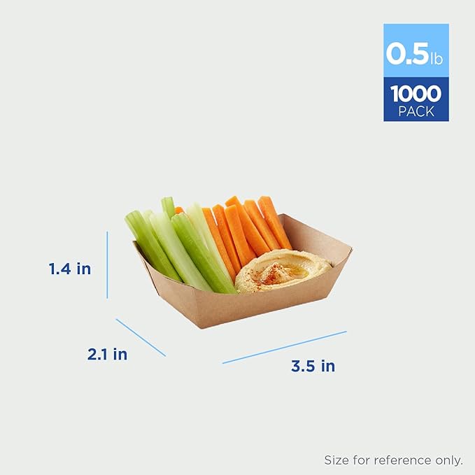 Karat FP-FT050K Kraft Paper Food Serving Tray, 0.5 lb Capacity, for Hotdog, Chips, Snacks, Pack of 1,000