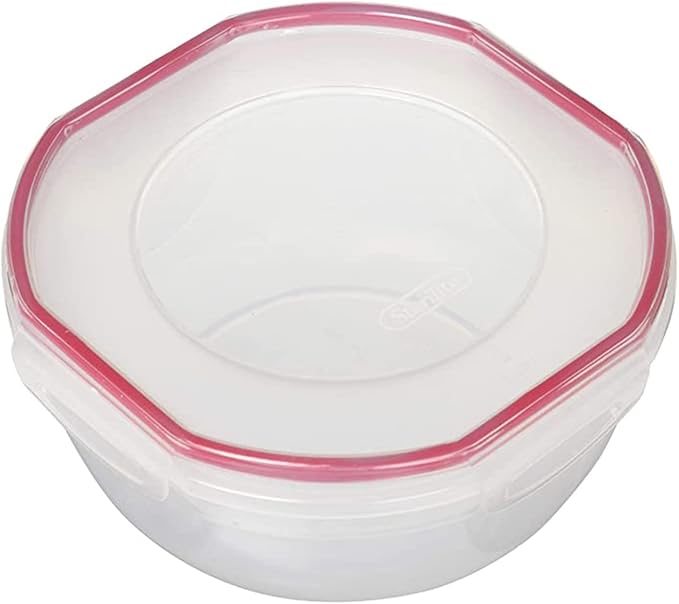 Sterilite Ultra-Seal 2.5 Qt Bowl, Airtight Food Storage Container, Plastic, Latching Lid, Microwave and Dishwasher Safe, Clear With Red Gasket, 1-Pack