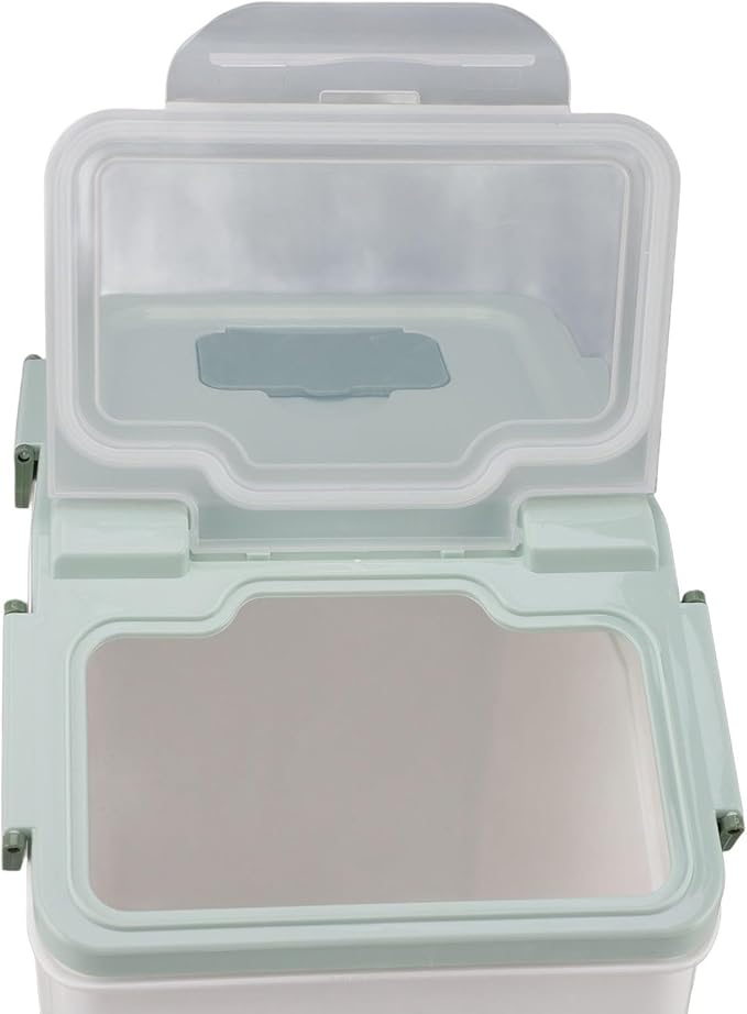 TOPINCN Rice Container, Airtight Flour Container Food Storage Container Thickened Rice Storage Bin Dry Food Dispenser with Easy Open Lid for Kitchen Grain Flour Snacks (Mint Green) (25kg