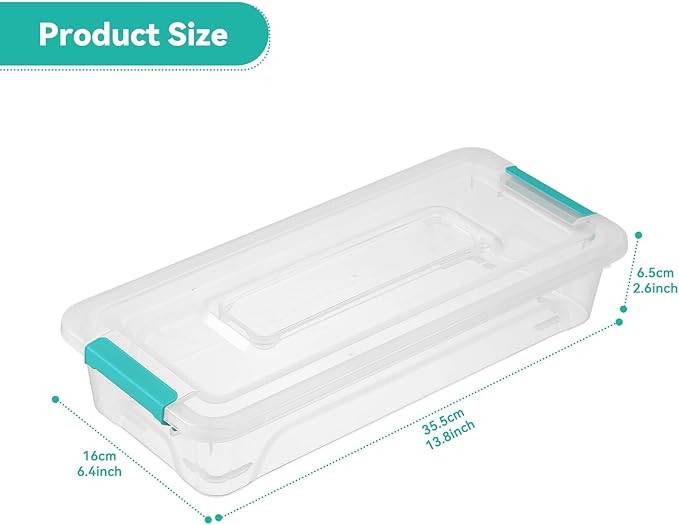 novelinks Clear Stackable Storage Bins with lid Storage Boxes Durable Plastic Organizer Containers for Home Office, Kitchen, Craft Supplies (4 Quart 8 Pack Green)