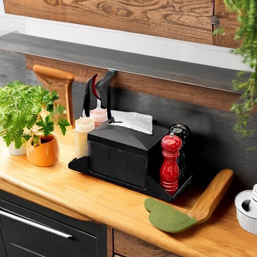 Restaurantware 7 Inch x 6.5 Inch Napkin Holder, 1 Rectangle Napkin Dispenser - Tabletop, Easy Access, Black Plastic Commercial Napkin Dispenser, Refillable, For Countertops