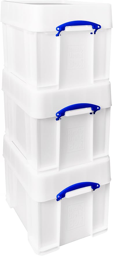 Really Useful Plastic Storage Box 35 Litre with XXL Lid White Strong