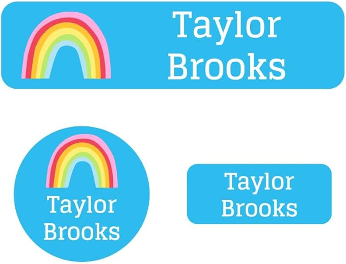Name Bubbles - Kids Custom Name Labels for Daycare, School, Camp (102 Labels) - Personalized Waterproof Name Stickers for Clothes Tags, Lunch Boxes, Water Bottles, & School Supplies (Rainbows)