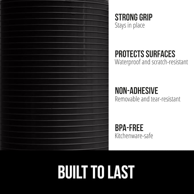 GORILLA GRIP DuraGuard Shelf Liner, 20x30 Non-Adhesive Cabinet Liners for Kitchen Drawers, Shelves, Refrigerator, Pantry Storage, Bathroom Closet, Durable Waterproof BPA Free Ribbed Plastic, Jet Black