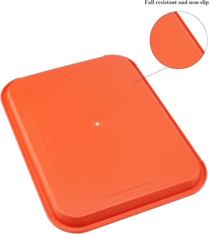 MAHIONG 15 Pack 14 x 10 Inch Orange Fast Food Tray, Large Rectangular Restaurant Serving Trays, Plastic Cafeteria Trays School Lunch Trays