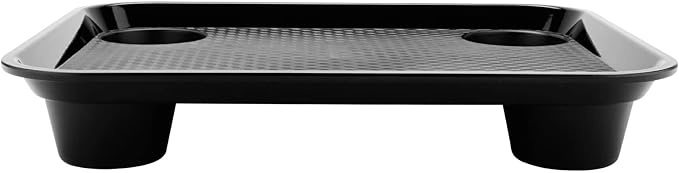 GET FT-20-BK BPA-Free Stackable Cafeteria / Fast Food Tray, 17" x 14", Black (Set of 12)