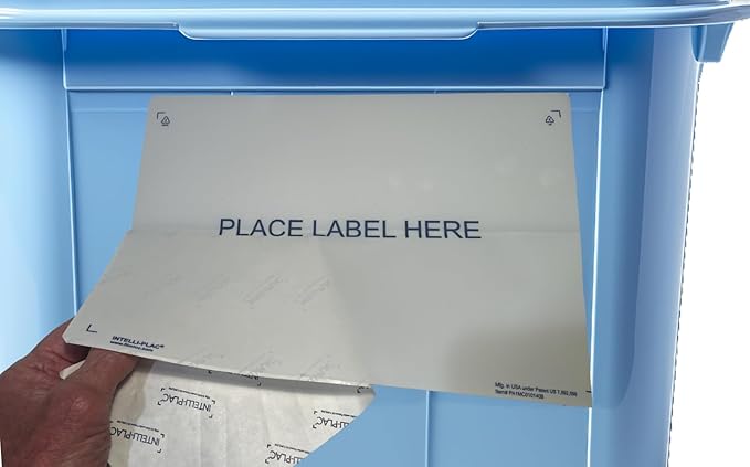 INTELLI-PLAC Label Holder for Containers, Totes, Bins (200, 10x14) Permanent Label Holder Makes It Easy to Apply-Remove-Replace Your Labels. Prevent Sticky Residue & Messy Overlapping of Labels