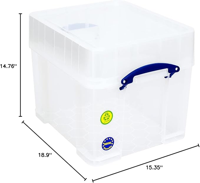 Really Useful Plastic Storage Box 35 Litre with XXL Lid White Strong
