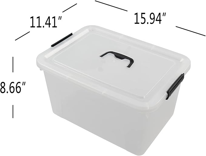 18 Liter Clear Plastic Box with Lid, 4-pack Clear Bins Totes for Storage