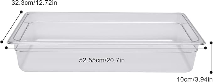 DYNAMI 6 Pack Food Pans with Lids,Full Size 4in Deep Commercial Clear Square Freezer Food Storage Containers,Heat-Resistant,Freezer-Safe To Vegetables,Fruits, Meats, Grains, for Kitchen Restaurant