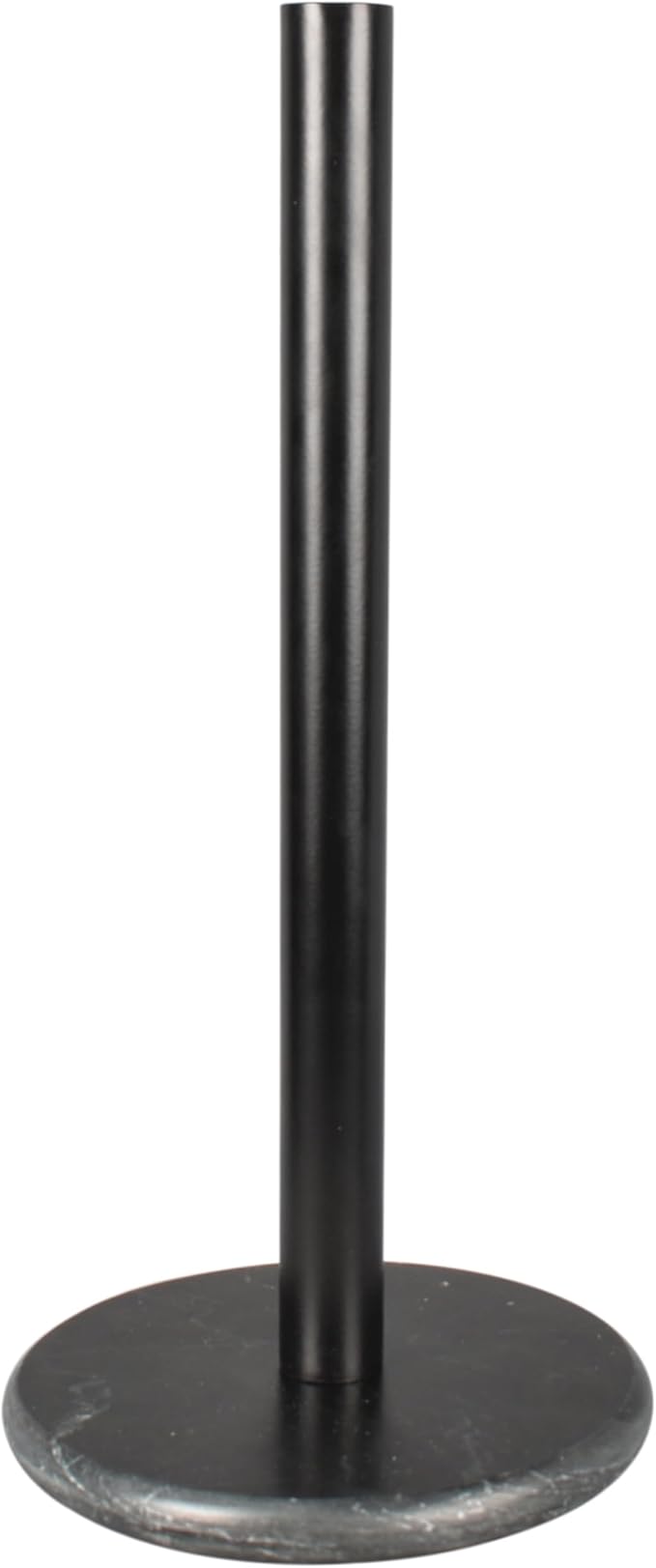 happimess PRH2000E Avery Modern Classic Metal with Non Slip Weighted Wood Base Paper Towel Holder, for Bathroom Kitchen Countertop, Standard or Jumbo-Sized Roll Paper, Black