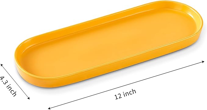 Simple Style Ceramic Sink Tray - Bathroom and Kitchen Cosmetics Dish, Candle and Perfume Tray (Yellow)
