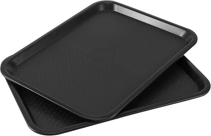 SEUNMUK 6 Pack 12 x 16 Inch Plastic Fast Food Trays, Cafeteria Tray, Scratch-Resistant Black Cafeteria Tray, Fast Food Serving Trays for School, Cafeteria, Restaurant