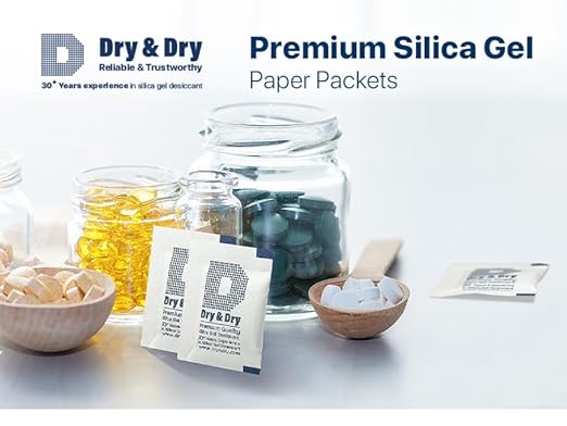Dry & Dry 2 Gram [500 Packets] Silica Gel Packets Desiccants, Silica Packets - Rechargeable Silica Gel Packs, Silica Gel Packets, Desiccants Packets, Silica Gel