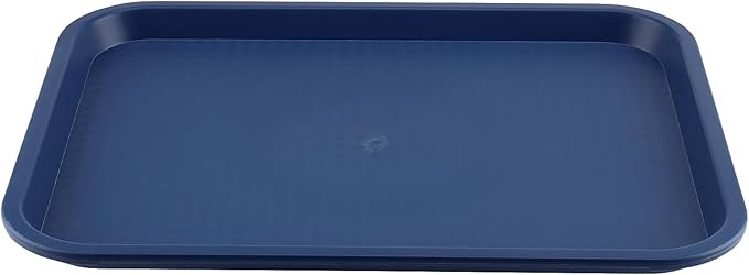ZOENHOU 10 Pack 16 x 12 Inch Fast Food Tray, Rectangular Cafeteria Serving Trays, Plastic Trays for Food, Blue