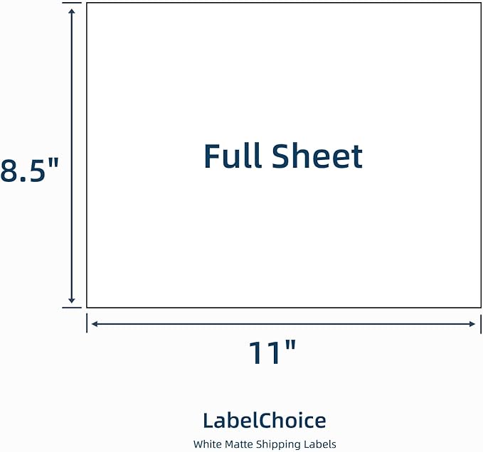 Full Sheet Shipping Labels 8.5 x 11 for Laser & Inkjet Printers, 500 Sheets 500 Labels Self Adhesive Full Page Labels 8.5 x 11 White, Whole Page Label Stickers, Mailing Label Sheets