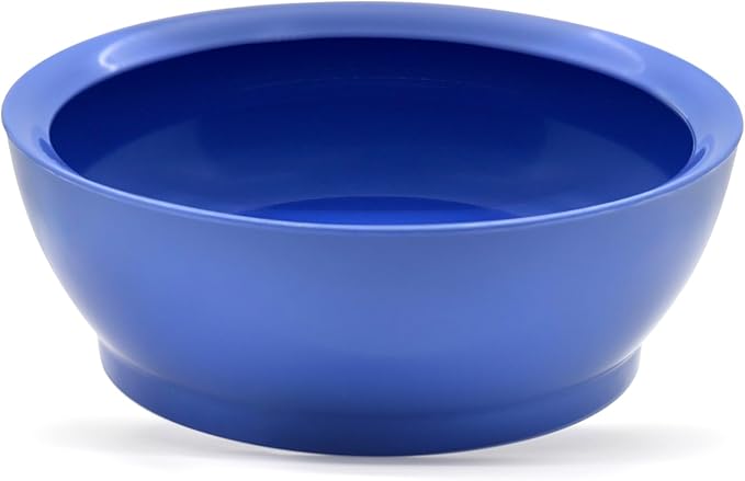 CaliBowl Large Non-Spill Plastic Bowl Set - 28oz Reusable Kitchen Bowls with Concave Inner Lip and Non-Slip Base - For Cereal, Soups, Mixing and Serving - Set of 4 - Ocean Blue