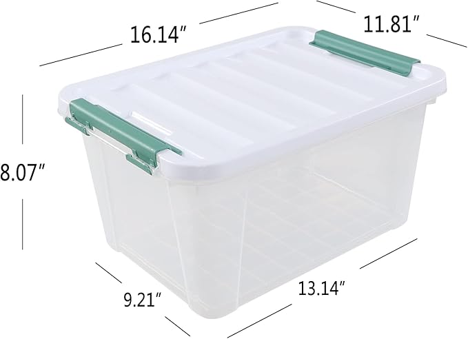 20 Quart Plastic Clear Storage Totes with Lids, Plastic Latching Boxes with Lids, 4 Packs
