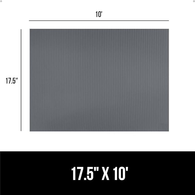 GORILLA GRIP DuraGuard Shelf Liner, Non-Adhesive Cabinet Liners for Kitchen Drawers, Shelves, Refrigerator, Pantry Storage, Bathroom Closet, Durable Waterproof BPA Free Ribbed Plastic, 17.5x10 Gray