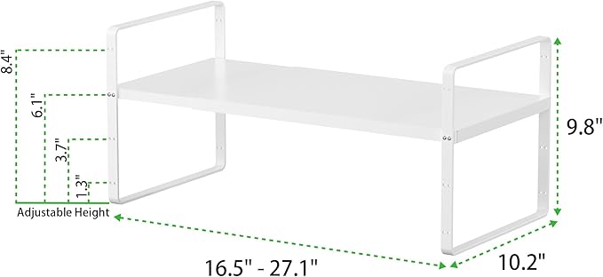 SOFRON Expandable Cabinet Storage Shelf Stackable Organizer Rack for Kitchen Bathroom Pantry Spice Cupboard Countertop Home Office Desk Heavy Duty Nonslip White Large 3 Pack