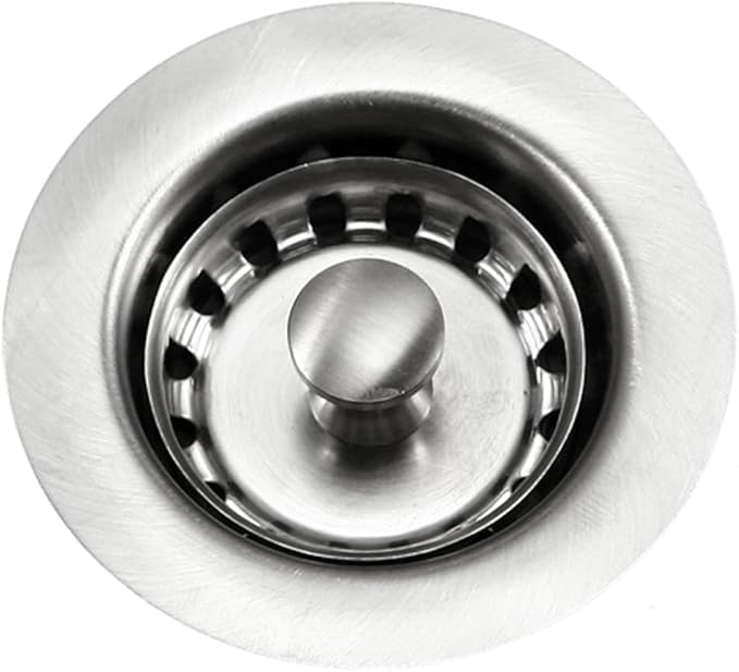 Houzer 190-4200 - 2-1/2 inch Stainless Steel Kitchen Sink Basket Strainer, Durable Food Catcher Stopper for Metal Kitchen Sink, Ideal for Filtering Waste and Preventing Clogs