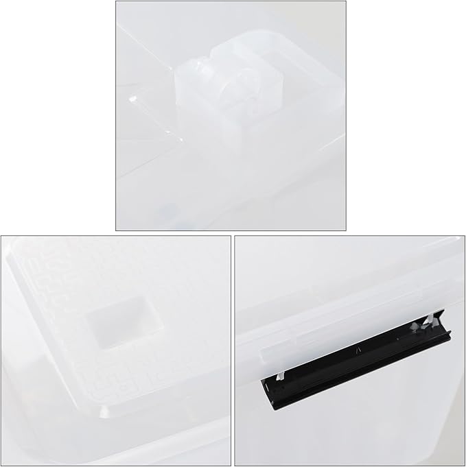 4 Packs 50 L Plastic Latching Box with Wheels, Holiday Wreath Storage Container Box with Lid, for Office and Home Organization
