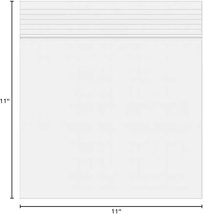 Secure Seal 11x11 Inch Reclosable Clear Zipper 2 Mil Plastic Storage Bags Top Zip Seal (Pack of 100)